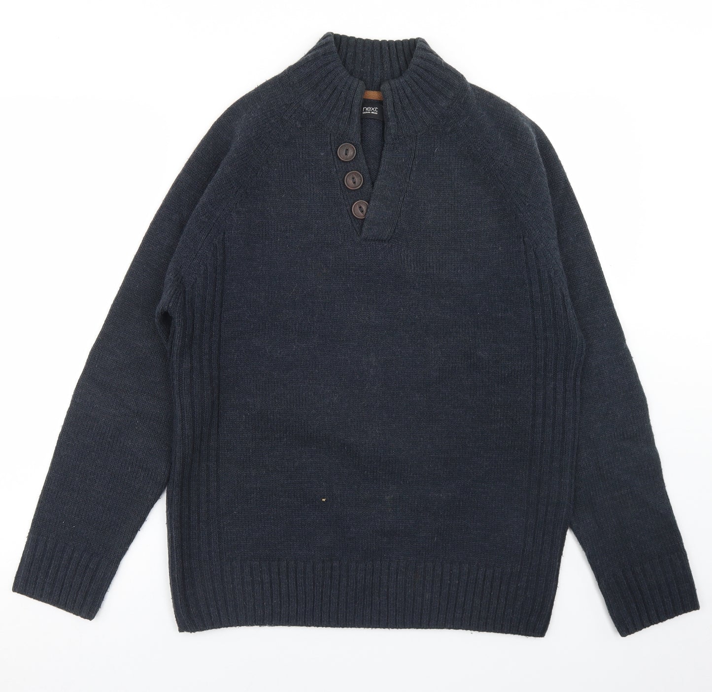 NEXT Mens Blue Mock Neck  Acrylic Pullover Jumper Size M