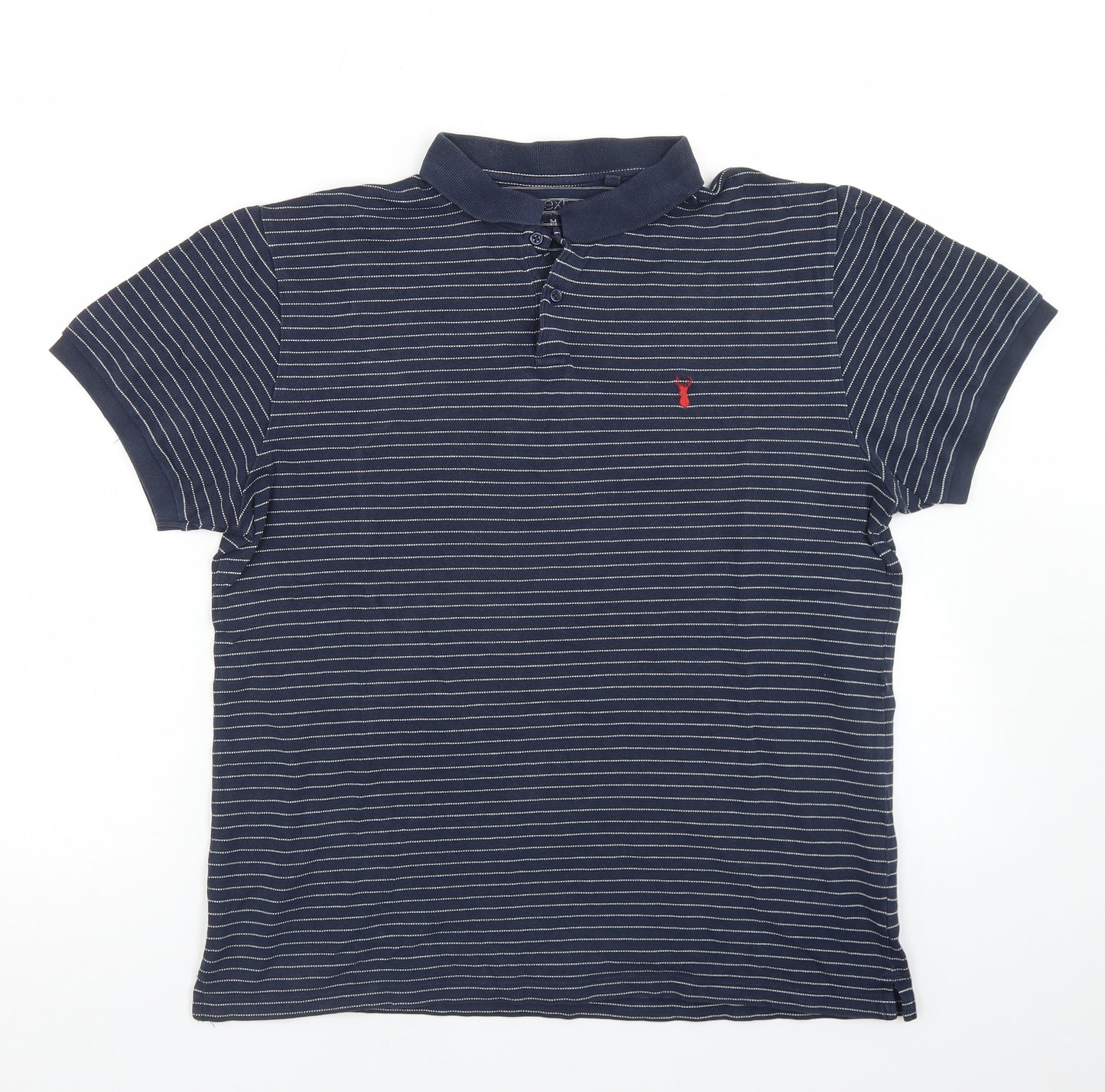 NEXT Mens Blue Striped Cotton  Polo Size M Collared Button