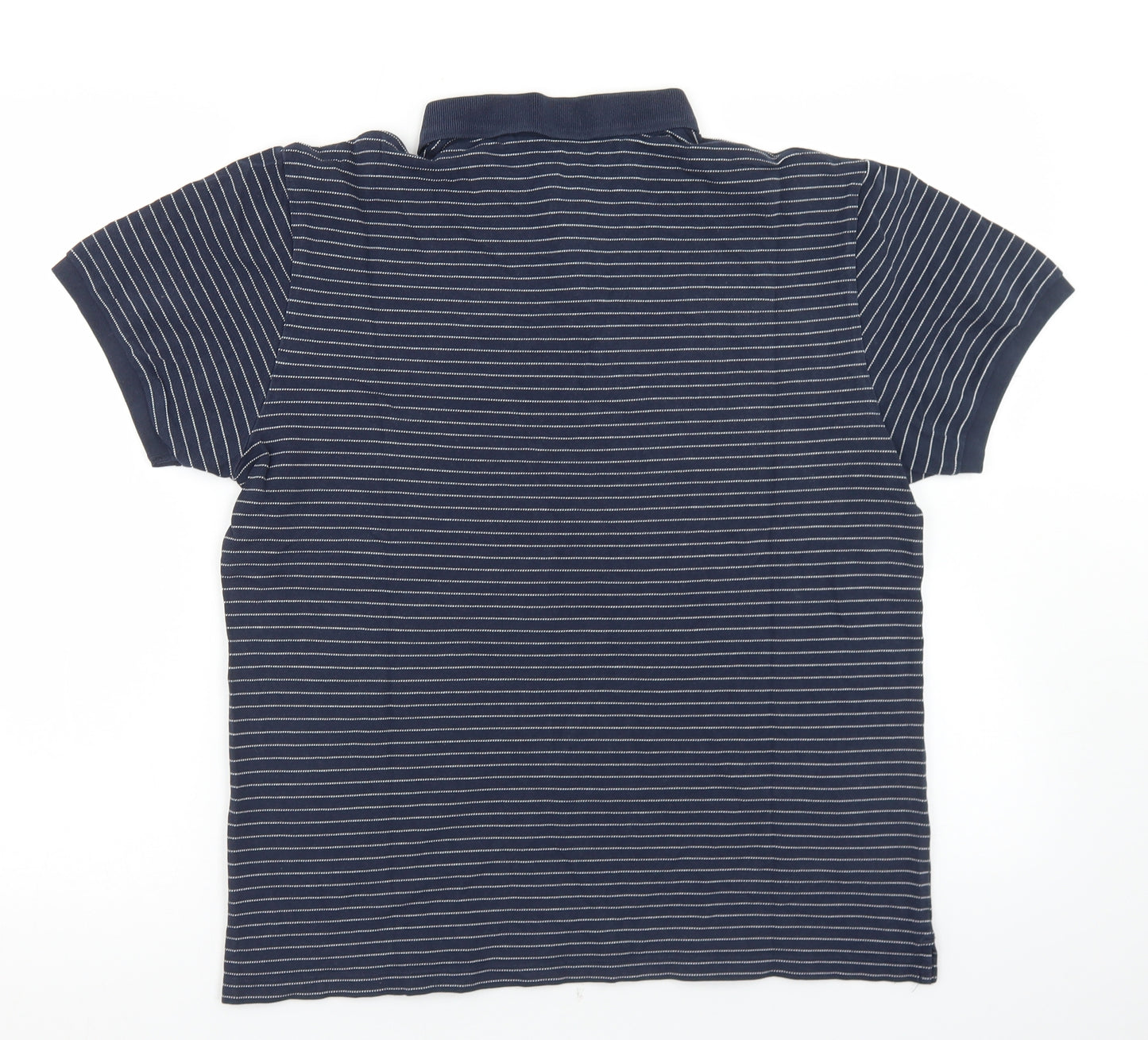 NEXT Mens Blue Striped Cotton  Polo Size M Collared Button