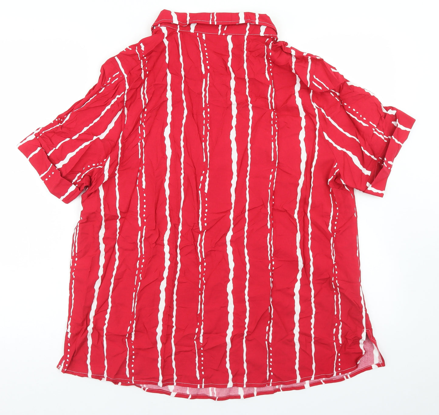 Afibel Womens Red Striped Viscose Basic Blouse Size 18 Collared