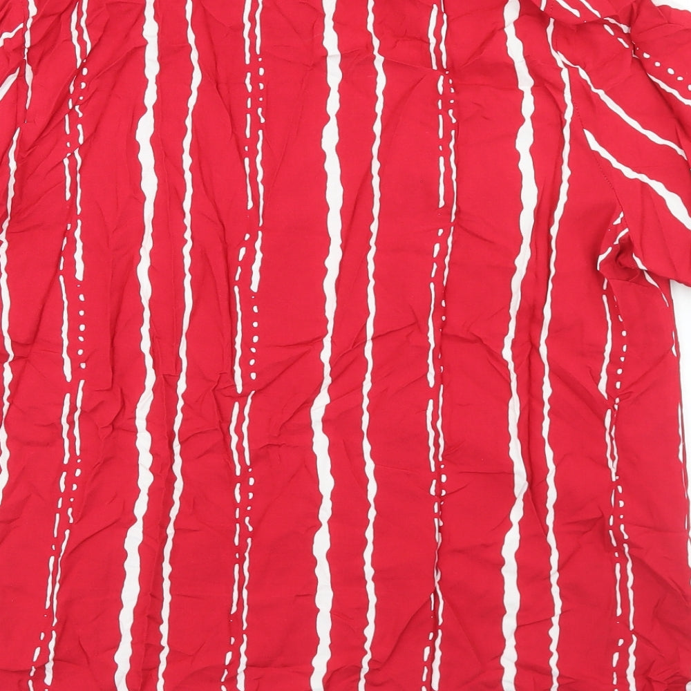 Afibel Womens Red Striped Viscose Basic Blouse Size 18 Collared