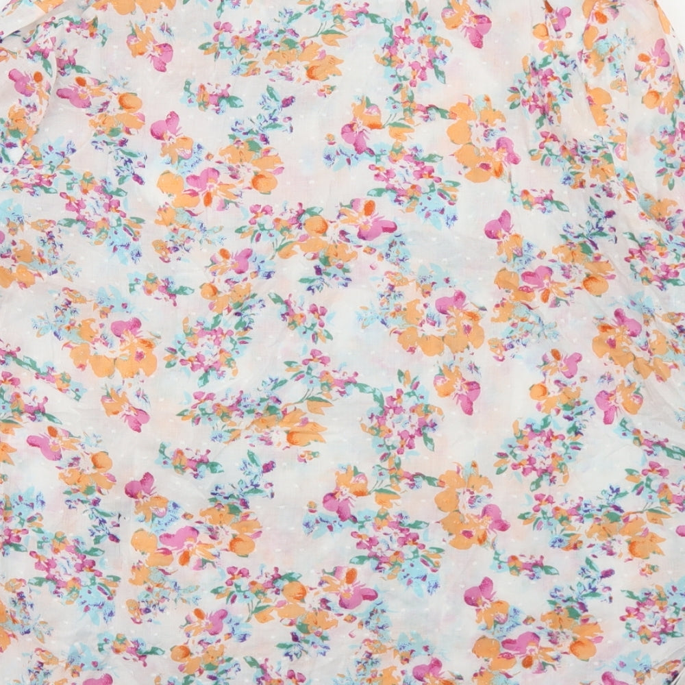Cotswold Collection Womens White Floral Cotton Basic Button-Up Size 22 Collared