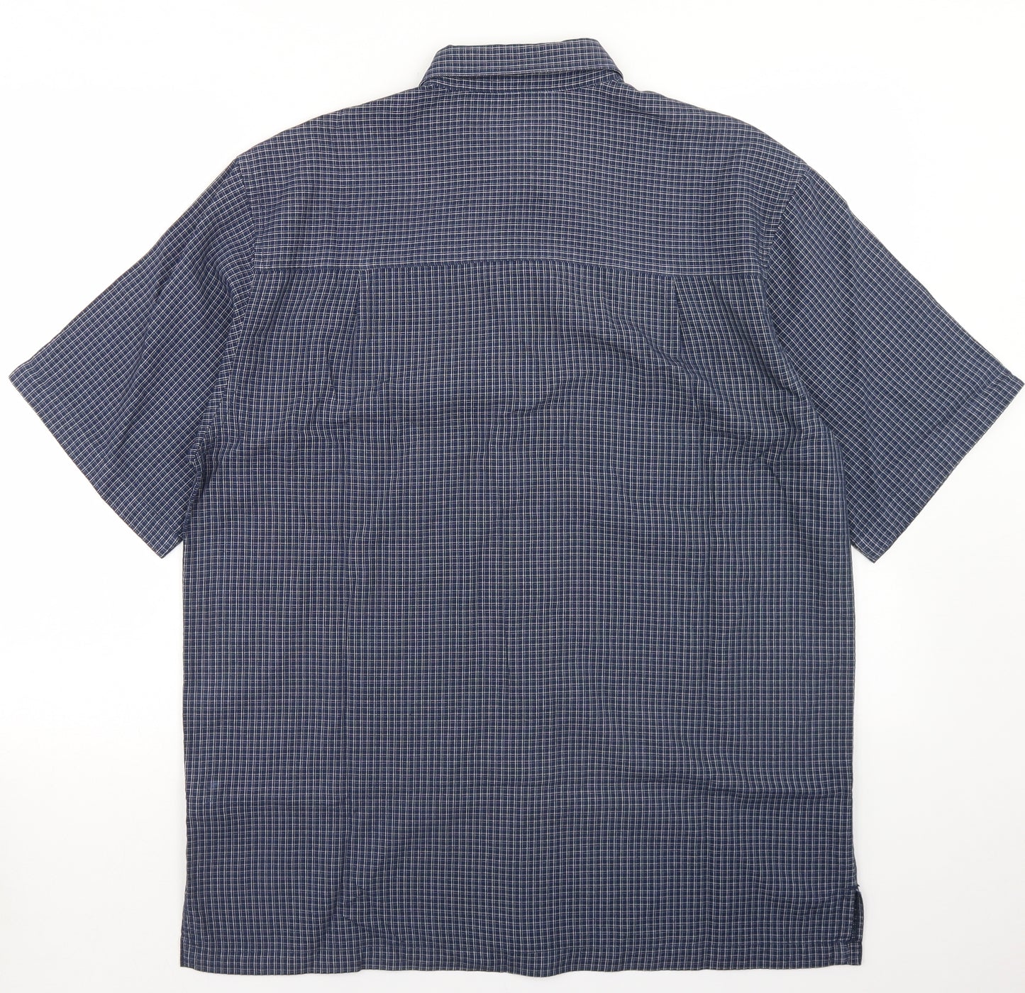 HEAD Mens Blue Check Viscose  Button-Up Size L Collared Button