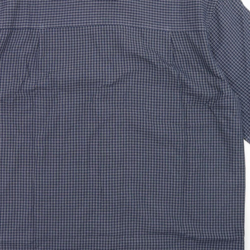 HEAD Mens Blue Check Viscose  Button-Up Size L Collared Button