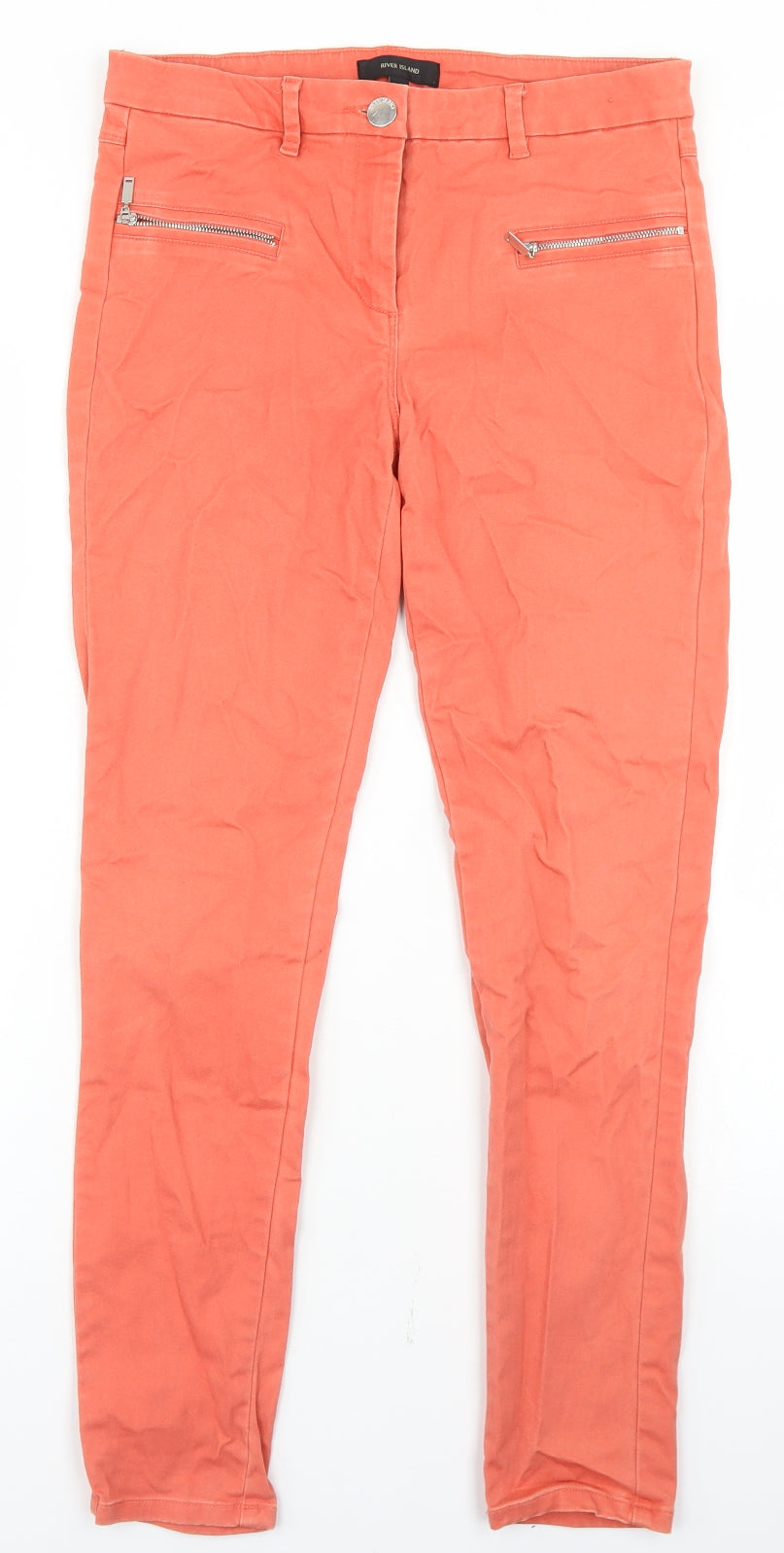River Island Womens Orange  Cotton Skinny Jeans Size 10 L27 in Regular Button