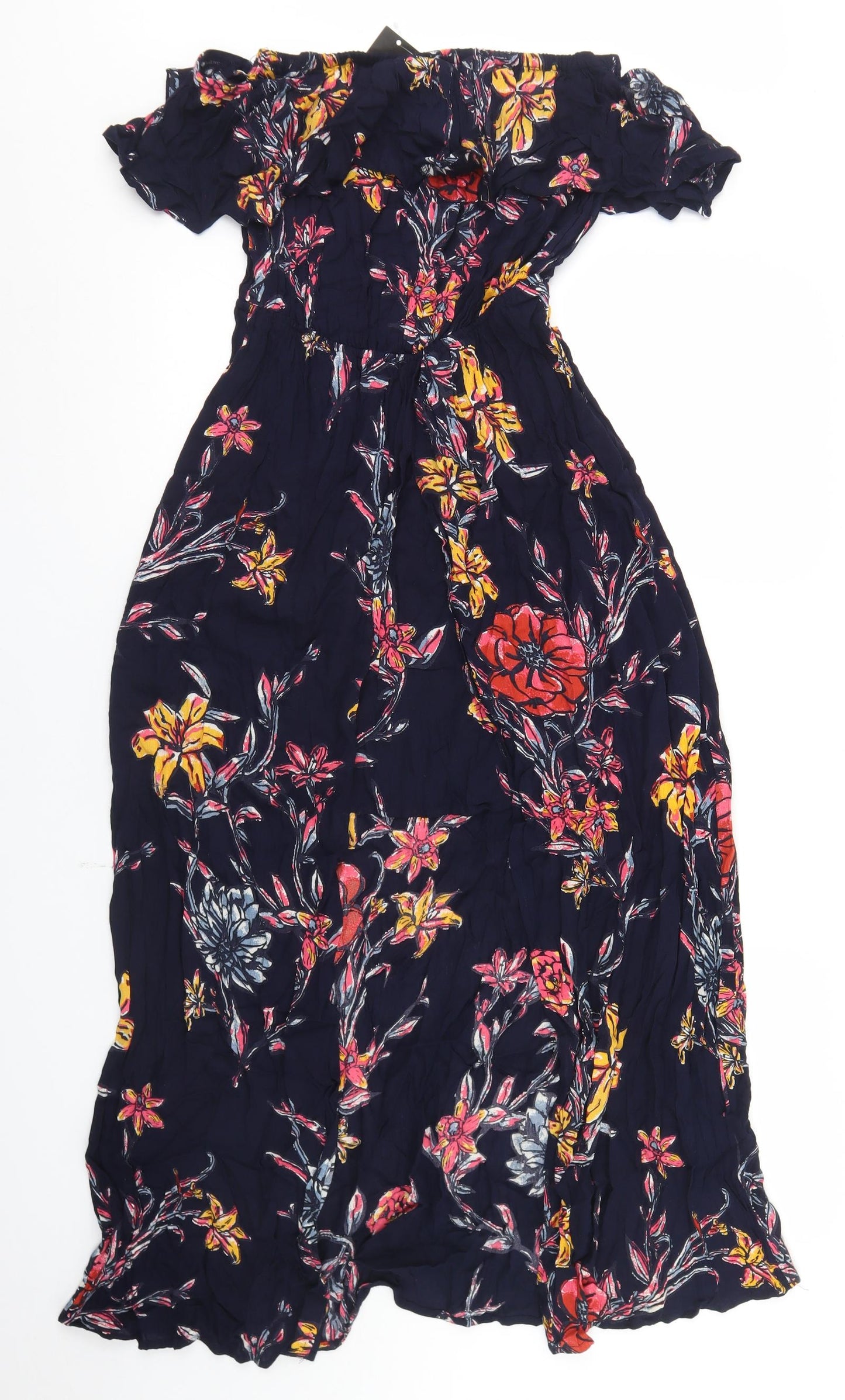 George Womens Blue Floral Viscose Maxi  Size 8  Off the Shoulder  - Bandeau