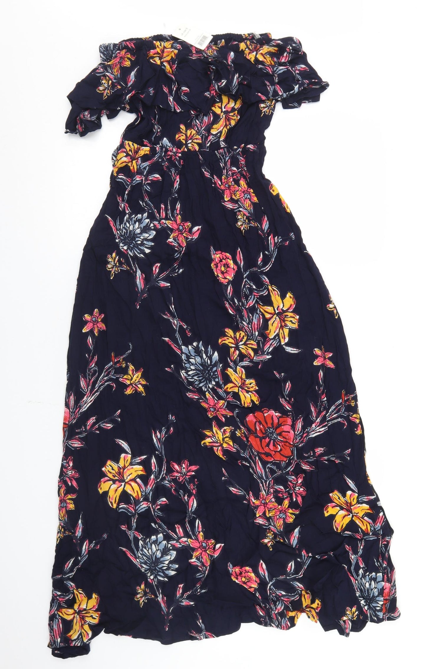 George Womens Blue Floral Viscose Maxi  Size 8  Off the Shoulder  - Bandeau