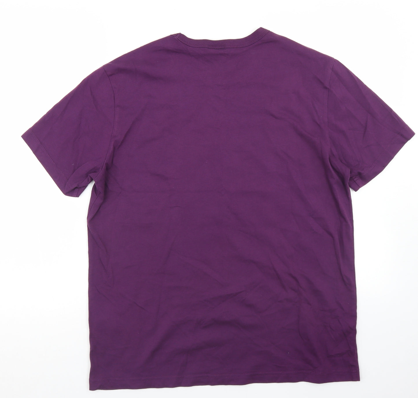 Champion Mens Purple  Cotton  T-Shirt Size L Crew Neck