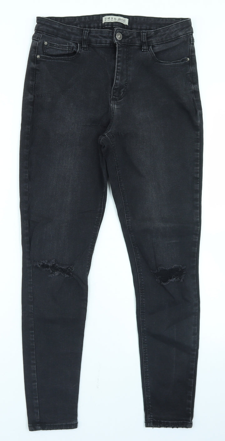 Denim Co Womens Black Cotton Skinny Jeans Size 12 L26 in Regular Button