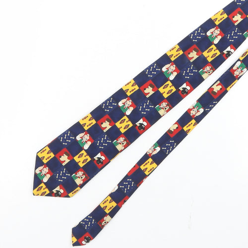 Marks and Spencer Mens Blue Geometric Polyester Pointed Tie One Size - Wallace And Gromit