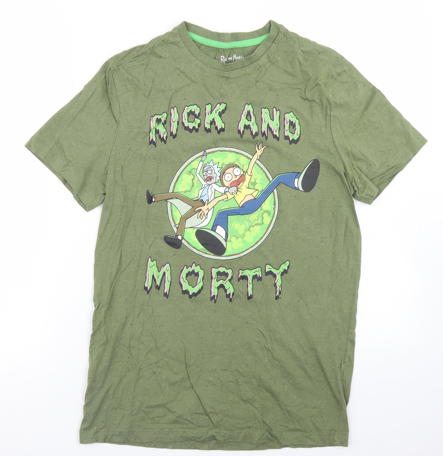 Primark Mens Green  Cotton  T-Shirt Size S Crew Neck  - Rick and Morty