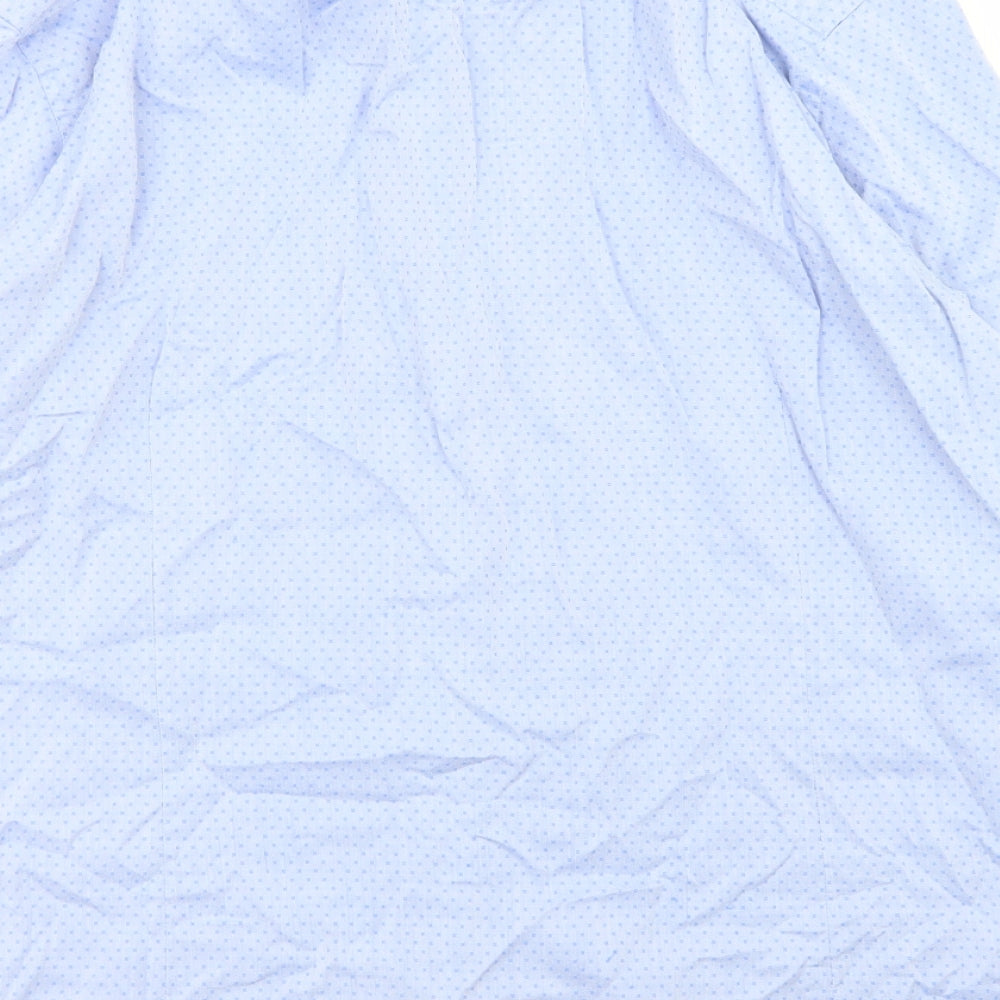 Jasper Conran Mens Blue Geometric Cotton  Dress Shirt Size 17 Collared Button
