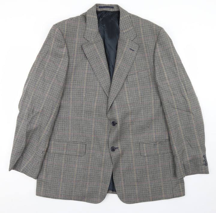 West Brook Mens Beige Houndstooth Wool Jacket Blazer Size 44