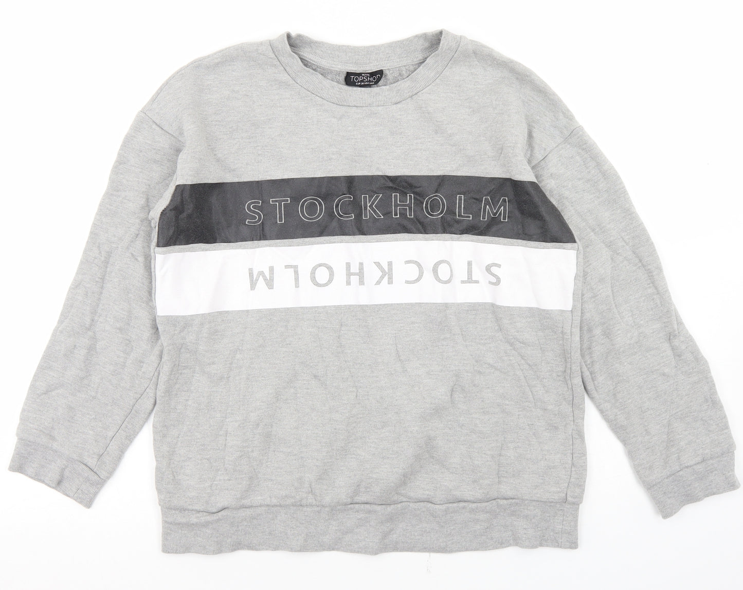 Topshop Womens Grey  Cotton Pullover Sweatshirt Size 8   - Stockholm