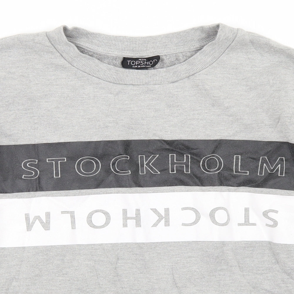 Topshop Womens Grey  Cotton Pullover Sweatshirt Size 8   - Stockholm
