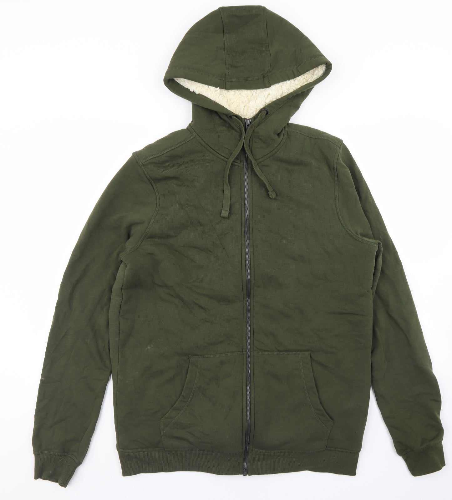 Livergy Mens Green  Cotton Full Zip Hoodie Size M   - Fleece Lined