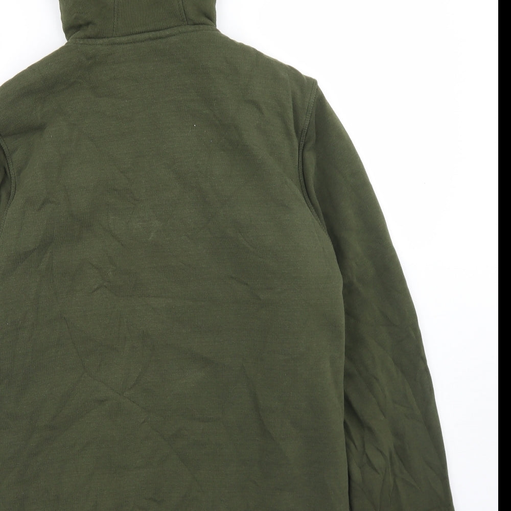 Livergy Mens Green  Cotton Full Zip Hoodie Size M   - Fleece Lined