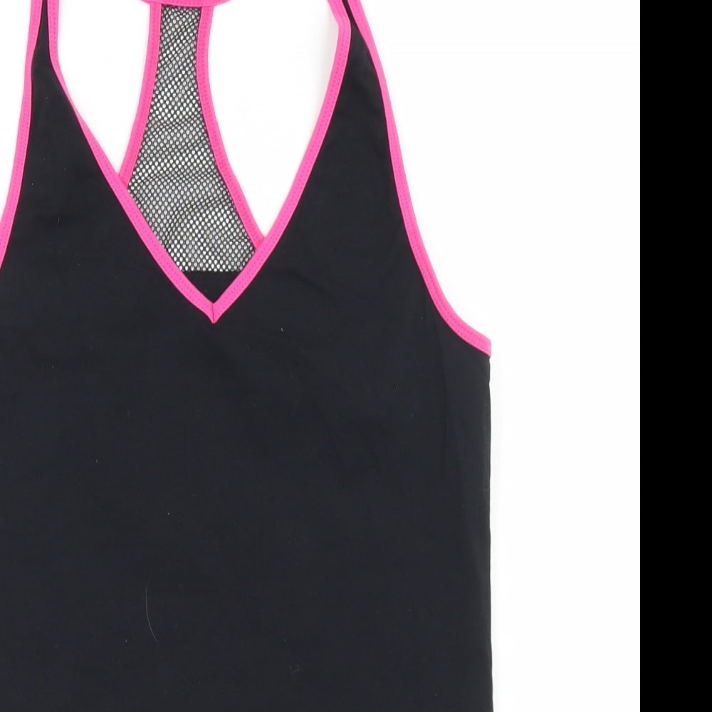 Peacocks Womens Black  Cotton Basic Tank Size 12 V-Neck