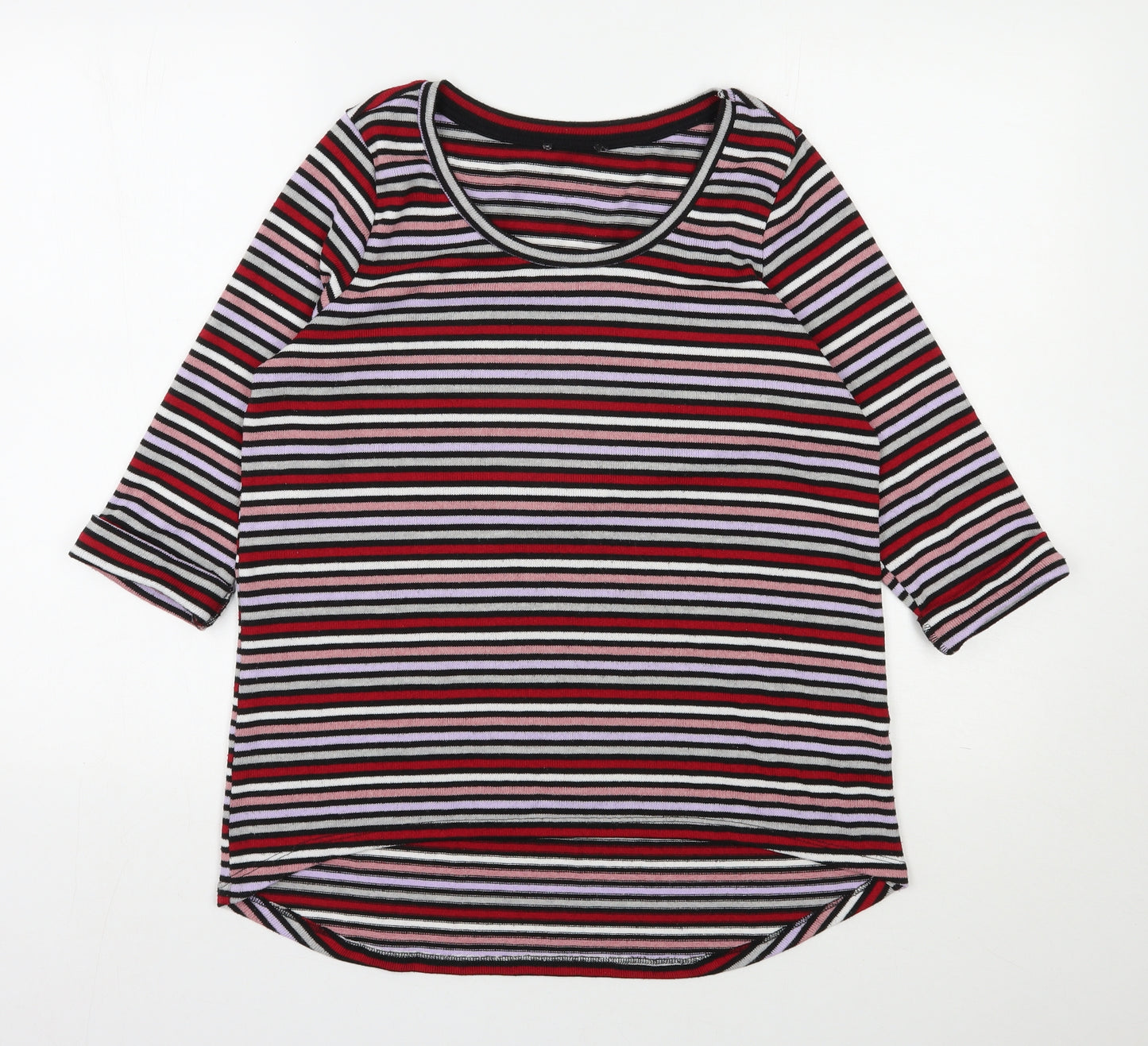 New Look Womens Multicoloured Scoop Neck Striped Polyester Pullover Jumper Size 14