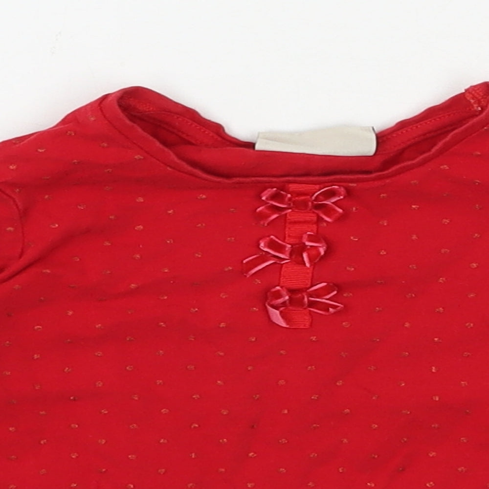 NEXT Girls Red Polka Dot 100% Cotton Basic T-Shirt Size 18-24 Months Round Neck Pullover