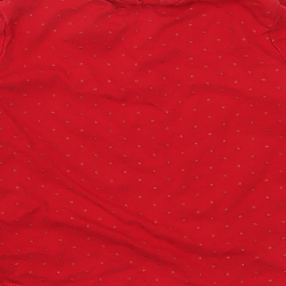 NEXT Girls Red Polka Dot 100% Cotton Basic T-Shirt Size 18-24 Months Round Neck Pullover