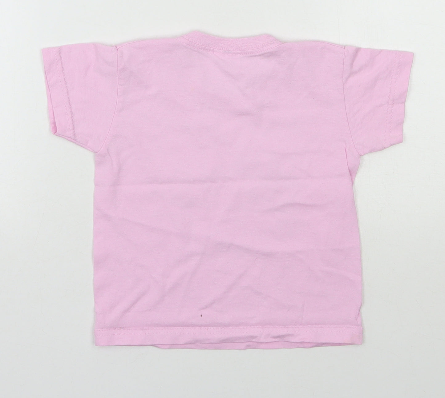Fruit of the Loom Girls Pink  100% Cotton Basic T-Shirt Size 12-18 Months Round Neck Pullover - London, Butterflies