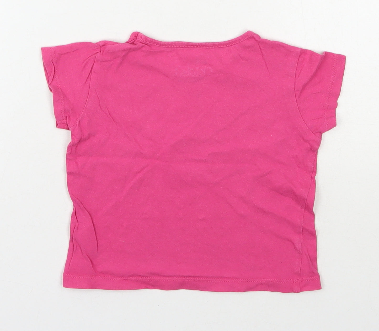Pep & Co Girls Pink  100% Cotton Basic T-Shirt Size 18-24 Months Roll Neck Pullover
