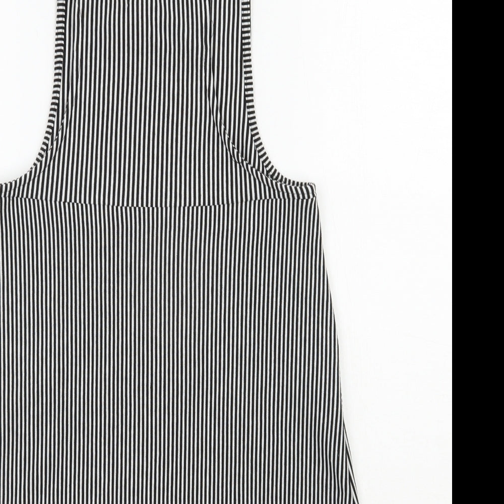 Atmosphere Womens Black Striped Polyester Pinafore/Dungaree Dress  Size 6  Square Neck Pullover