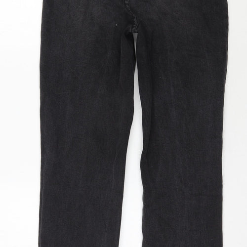 SheIn Womens Black  Cotton Mom Jeans Size S L30 in Regular Zip