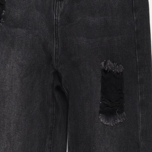 SheIn Womens Black  Cotton Mom Jeans Size S L30 in Regular Zip