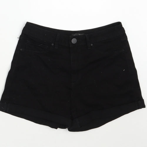 SheIn Womens Black  Cotton Mom Shorts Size 10 L3 in Regular Zip