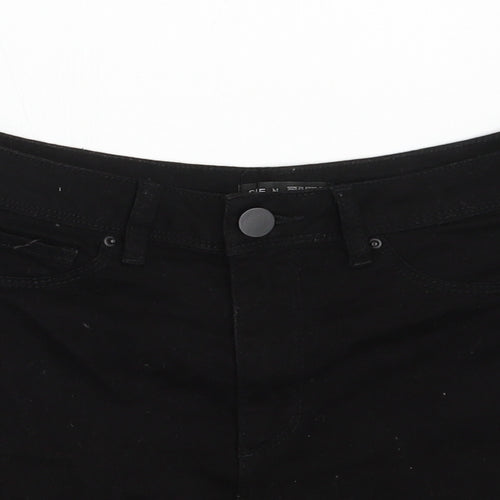 SheIn Womens Black  Cotton Mom Shorts Size 10 L3 in Regular Zip