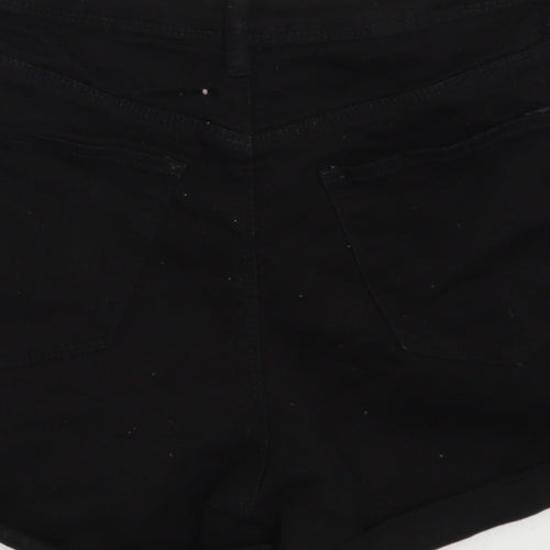 SheIn Womens Black  Cotton Mom Shorts Size 10 L3 in Regular Zip