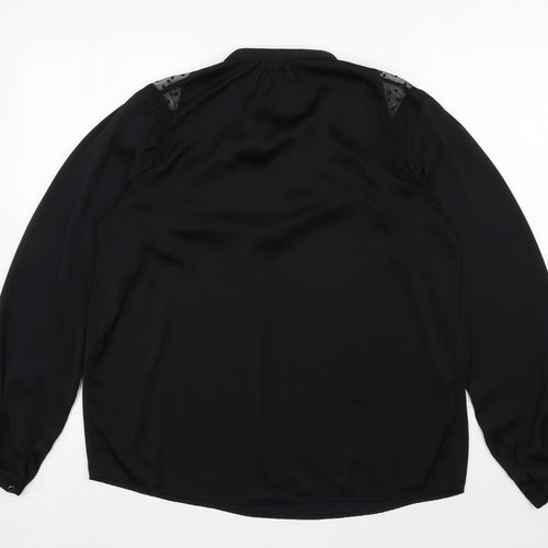 Preworn Womens Black  Polyester Basic Blouse Size L Round Neck