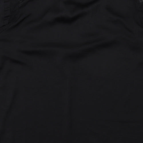 Preworn Womens Black  Polyester Basic Blouse Size L Round Neck