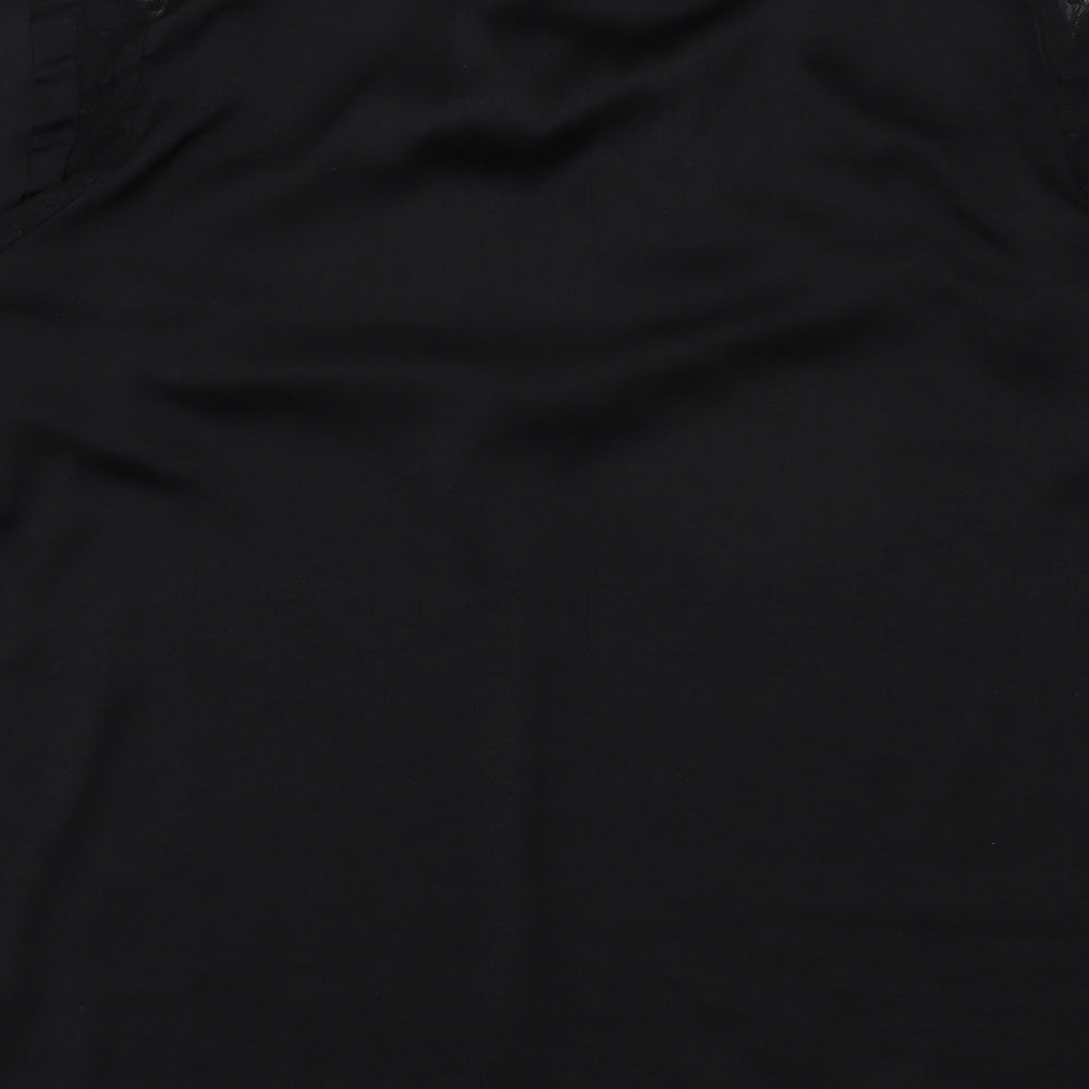 Preworn Womens Black  Polyester Basic Blouse Size L Round Neck
