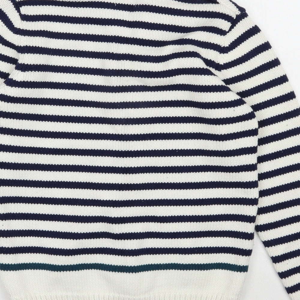 NEXT Boys Blue V-Neck Striped 100% Cotton Cardigan Jumper Size 10 Years  Button