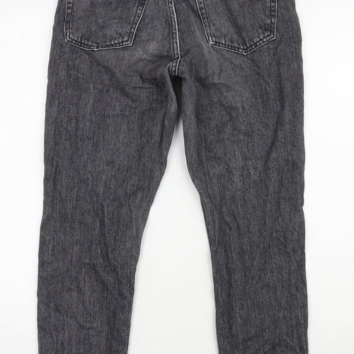 Topshop Womens Black  Cotton Mom Jeans Size 28 in L30 in Regular Zip