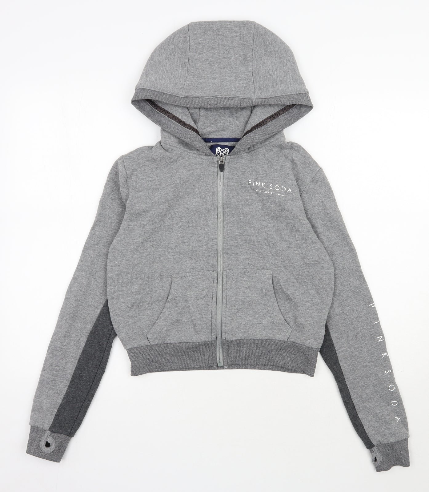 Pink Soda Womens Grey  Cotton Full Zip Hoodie Size 6  Zip