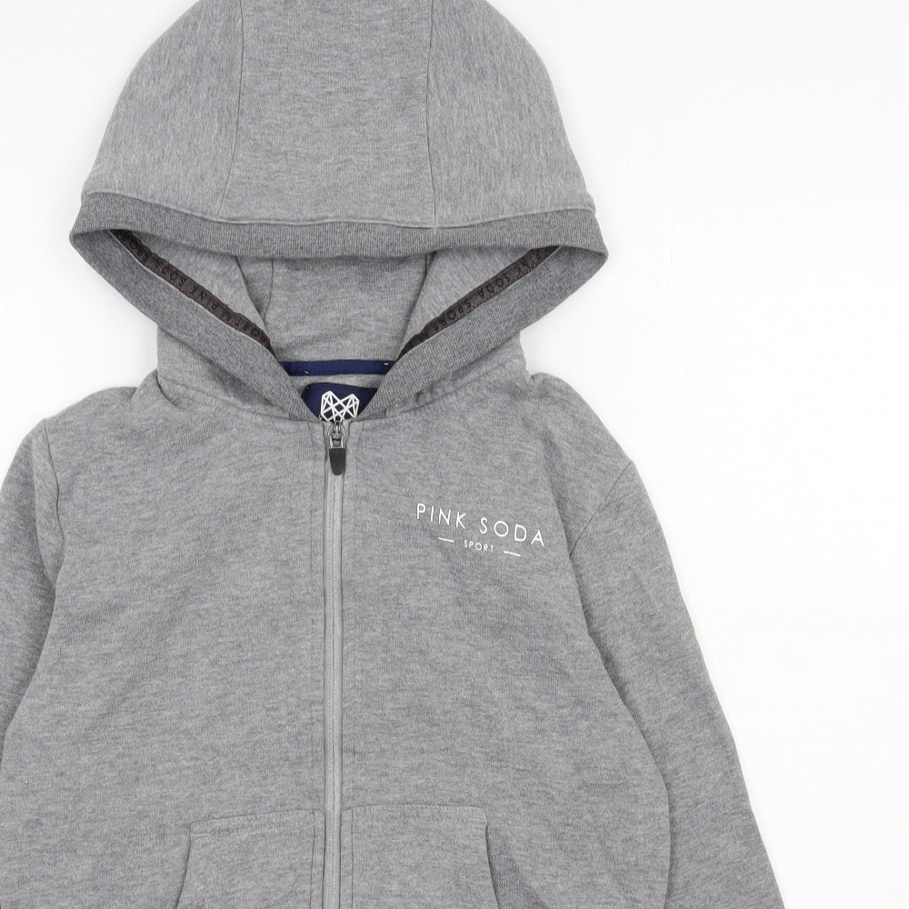Pink Soda Womens Grey  Cotton Full Zip Hoodie Size 6  Zip