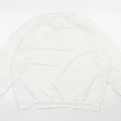 Suffle Womens White  Polyester Pullover Sweatshirt Size L  Pullover