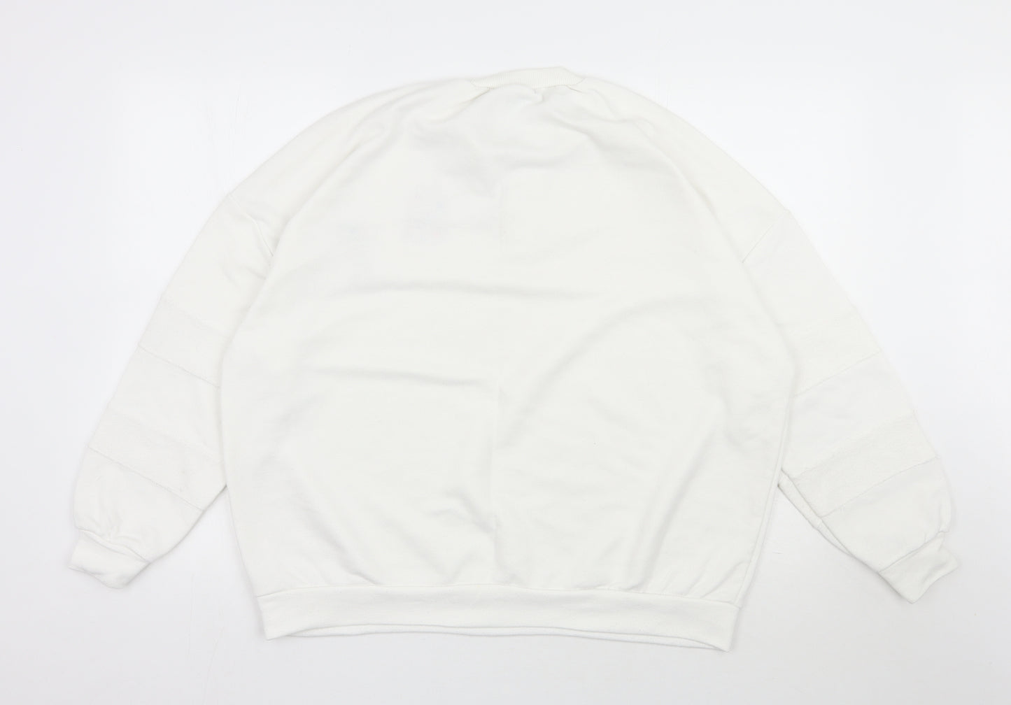 Suffle Womens White  Polyester Pullover Sweatshirt Size L  Pullover
