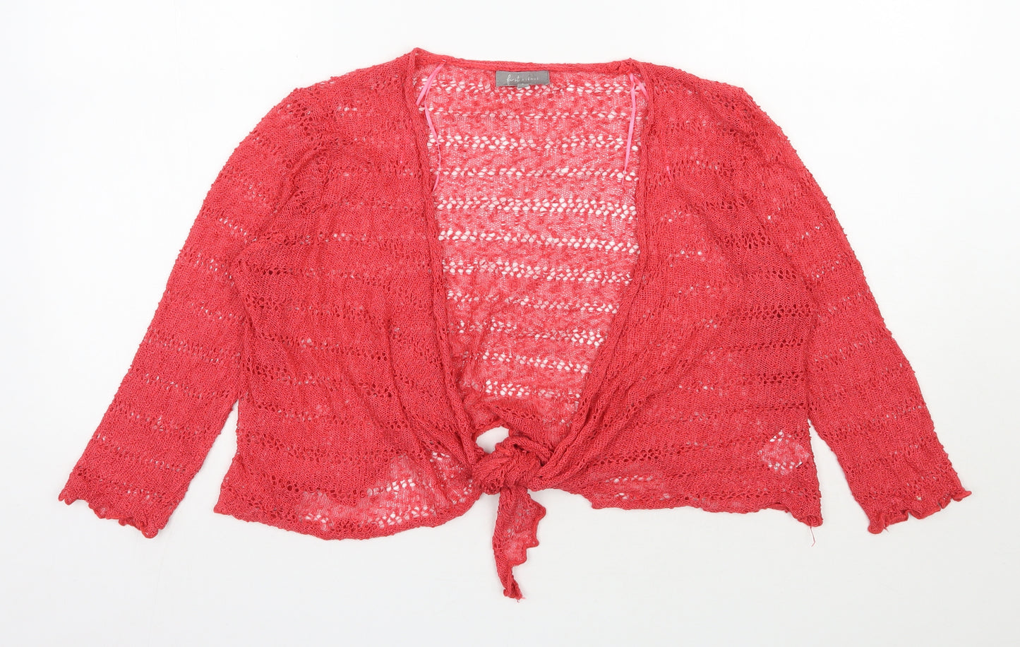 First Avenue Womens Pink V-Neck  Polyamide Shrug Jumper Size L