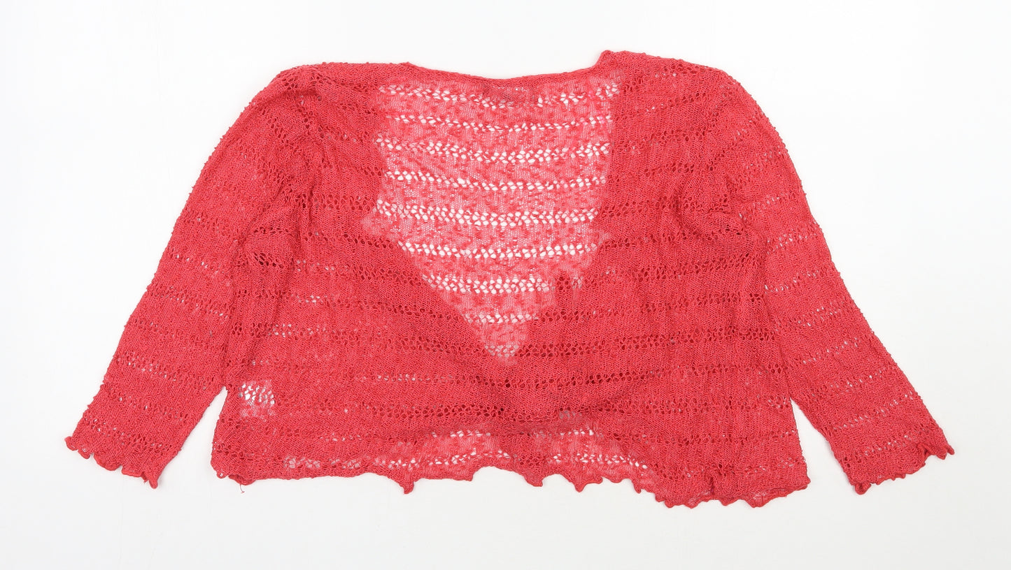 First Avenue Womens Pink V-Neck  Polyamide Shrug Jumper Size L