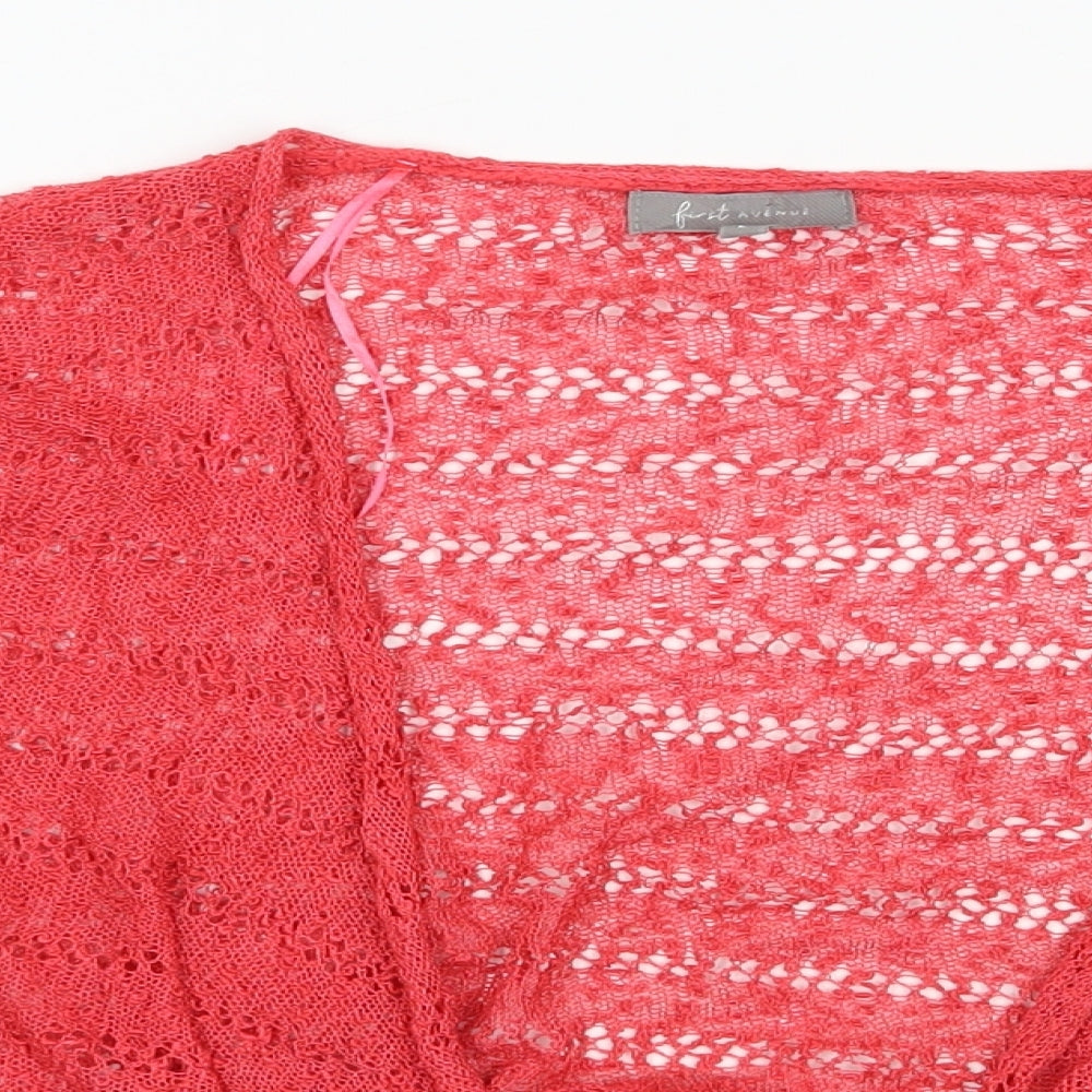 First Avenue Womens Pink V-Neck  Polyamide Shrug Jumper Size L