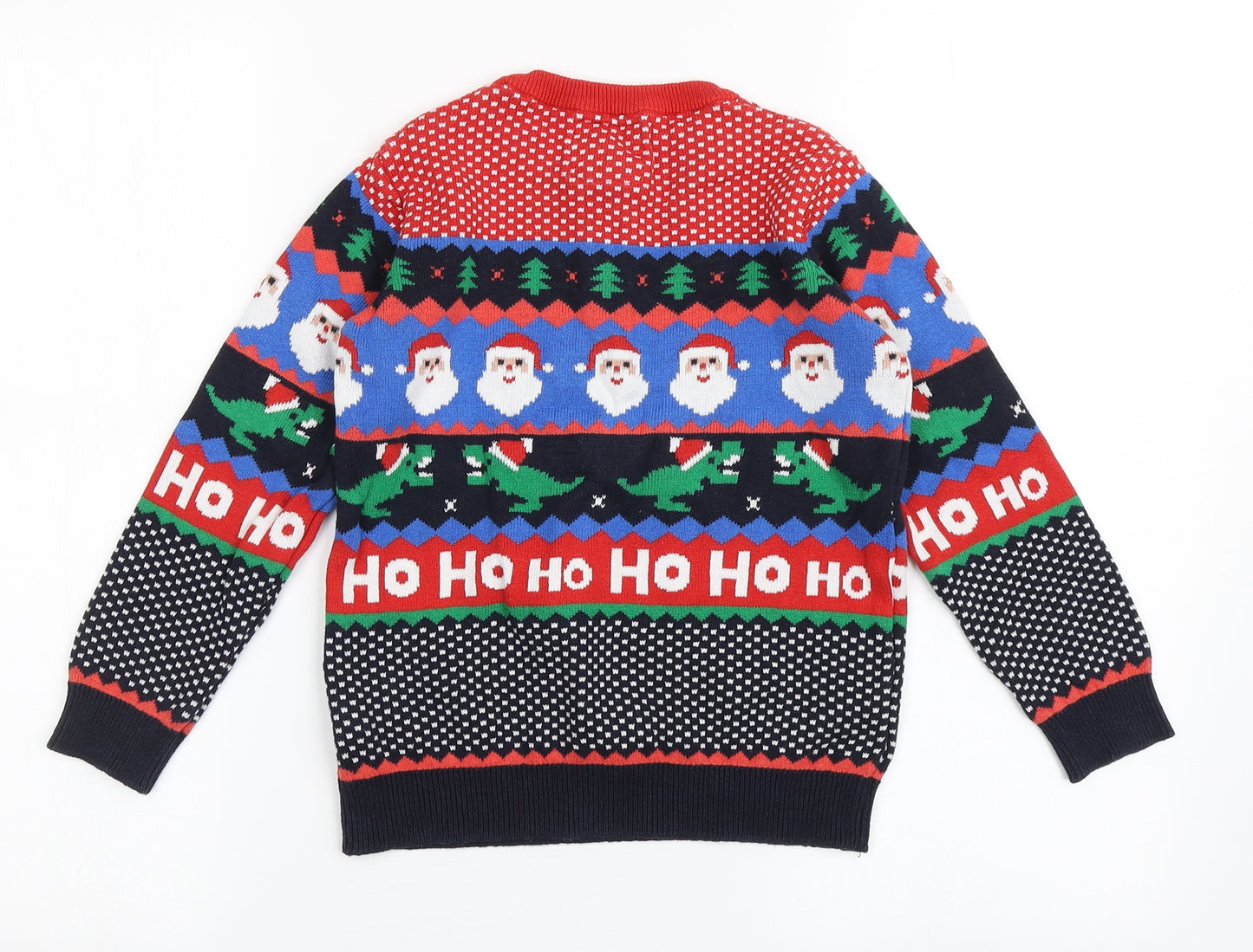 F&F Boys Multicoloured Round Neck Fair Isle 100% Cotton Pullover Jumper Size 6-7 Years  Pullover - Christmas