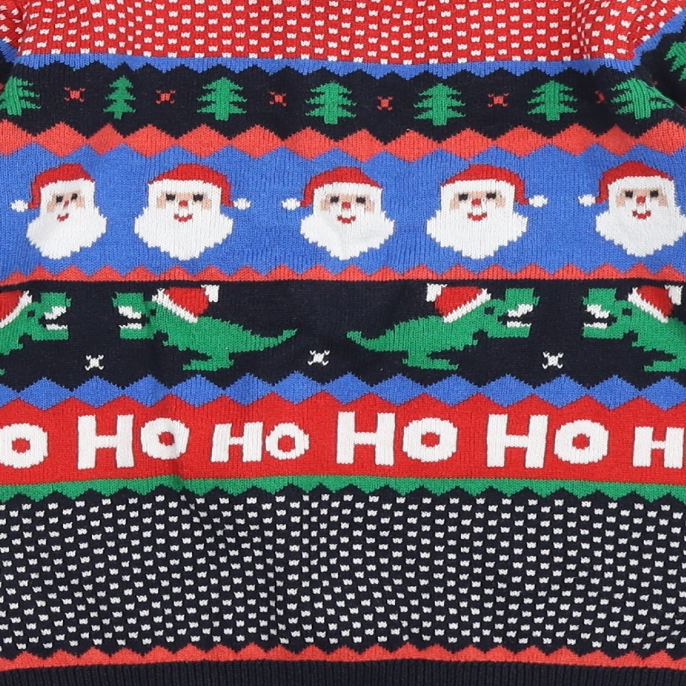 F&F Boys Multicoloured Round Neck Fair Isle 100% Cotton Pullover Jumper Size 6-7 Years  Pullover - Christmas