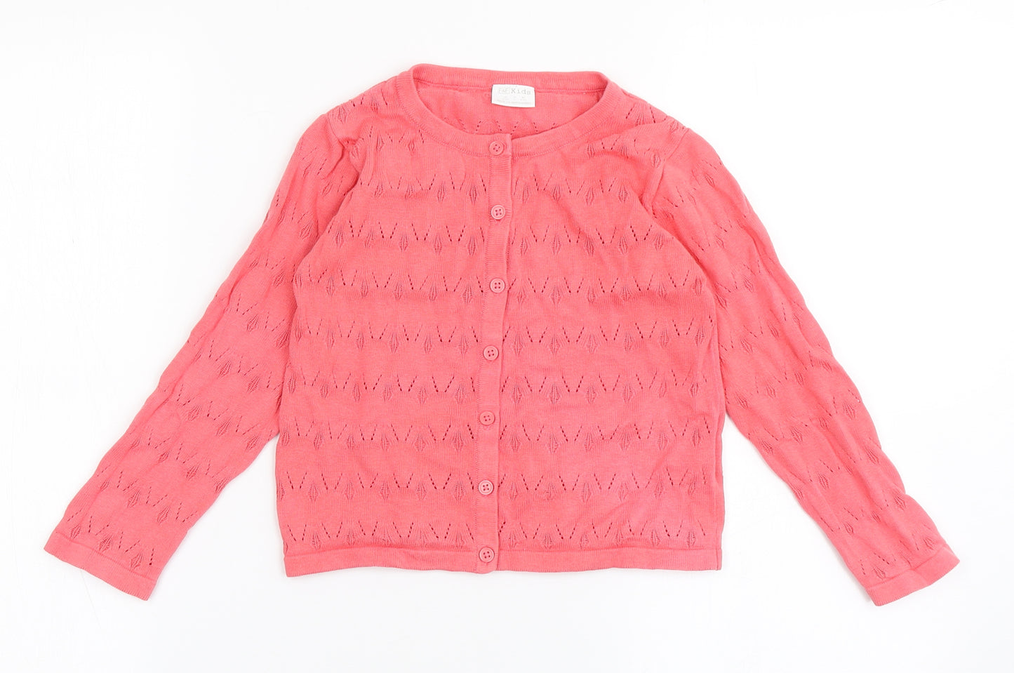 F&F Girls Pink Round Neck  100% Cotton Cardigan Jumper Size 4-5 Years  Button