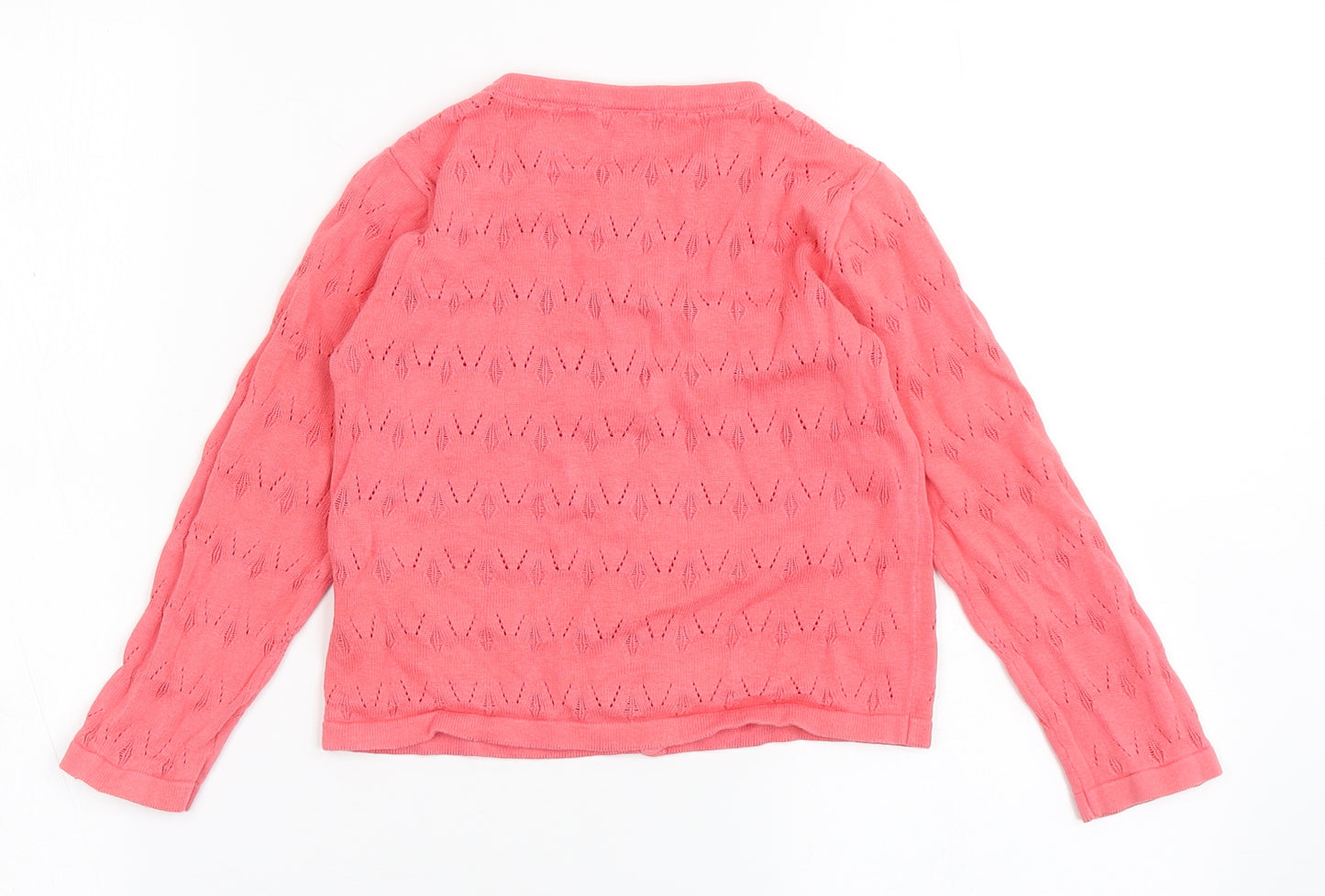 F&F Girls Pink Round Neck  100% Cotton Cardigan Jumper Size 4-5 Years  Button