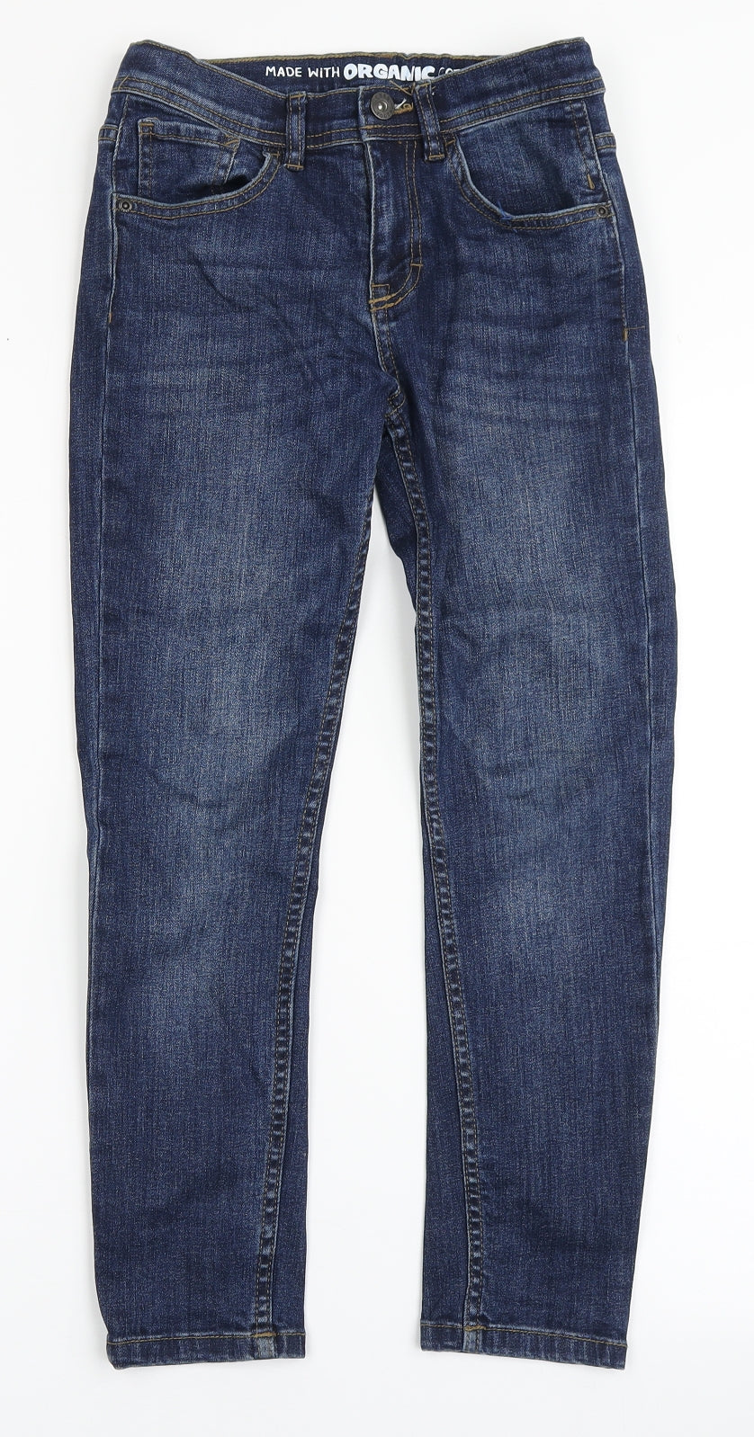 F&F Boys Blue  Cotton Skinny Jeans Size 8-9 Years  Regular Button